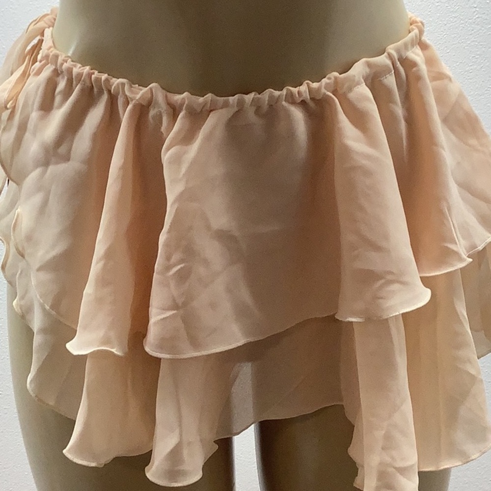Zuliana Size Small Light Peach Ruffle Side Tie Skirt. Made in USA. New With Tags